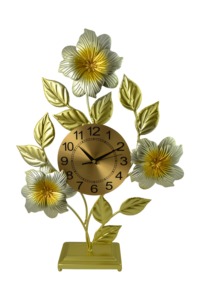 Flower Design Metal Gold Finished <b>Table</b> <b>Clock</b> Ideal For Gifting And Home Room Decoration Elegant Luxury Decorative Timepiece - Product Image 6