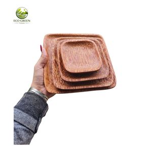 Plato para Servir en Forma de Pera Hecho a Mano con Madera de Coco, Diseño Minimalista Ecológico, Platos de Color Sólido - Product Image 3