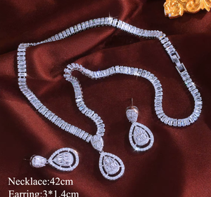 Pendientes de Gota de Agua con Moissanita Plateada en Platino, Conjunto de Joyería Nupcial de Plata 925 Certificada para Mujer, Ideal para Bodas y Fiestas - Product Image 5