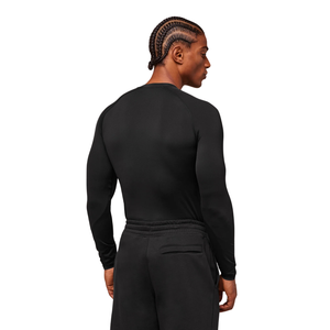 Chemise de compression à manches longues pour homme, coupe ajustée, anti-transpiration, pour entraînement, gym, sport, sous-vêtement technique, noir - Product Image 4