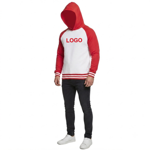 Sudadera con Capucha Raglán Roja y Blanca Personalizada, Sudadera con Letras Griegas de Hermandad, Bordado Chenille, Sudadera con Capucha de Forro Polar, Ropa Universitaria - Product Image 3