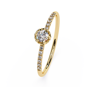 Luxury 18K Yellow Gold Natural Solitaire Diamond <b>Ring</b> <b>Dainty</b> Pave Band for Engagement <b>Ring</b> Fashion Jewelry Elegant Women <b>Ring</b> - Product Image 2