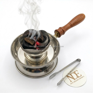Wholesale Stainless Steel Lotus Incense <b>Burner</b> Bowl with Heat Proof Wood Handle - Product Image 5