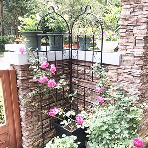 Set di 2 tralicci da giardino in PVC e metallo antiruggine, 180 cm x 50 cm, altezza 90 cm, per piante rampicanti, supporto per fiori da esterno, decorazione paesaggistica - Product Image 3