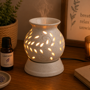 <b>Ceramic</b> Electric Oil <b>Diffuser</b> Burner | Handcrafted Aromatherapy Lamp for Essential Oils Home Fragrance Spa Decor Premium Gift - Product Image 4