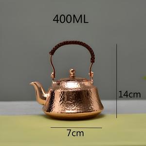 Vintage Finish Copper Tea Kettle Wooden Handle Stovetop Water Boiler for Home Kitchen Decorative Hotel Restaurant Use Decorative - Product Image 1
