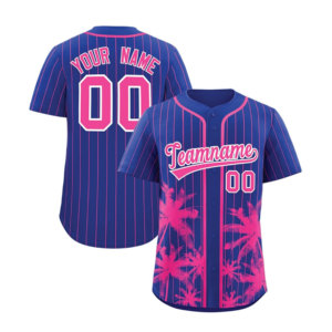 Maillot de baseball à rayures fines personnalisé OEM, boutonné sur le devant, en polyester imprimé à séchage rapide, uniforme d'équipe en gros, marque privée - Product Image 3
