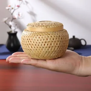 Mini Cesta de Bambú con Tapa, Caja Redonda de Almacenamiento, Organizador de Cocina, Contenedor de Alimentos, Cajas Pequeñas para Empacar, Decoración del Hogar, Regalo - Product Image 4