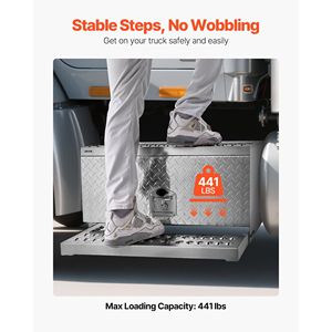 Heavy Duty Aluminum 30\" X 29.5\" X 15.8\" Diamond Plate Semi-Truck Step <b>Tool</b> <b>Box</b> Waterproof Cab Entry <b>Storage</b> <b>Box</b> - Product Image 3