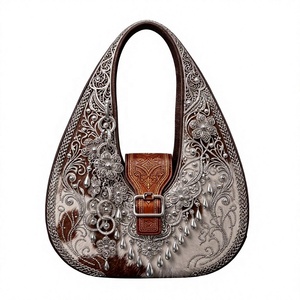 Bolso de mano bohemio de cuero vacuno con correa de cadena y decoración de borlas, bolso de hombro a la moda para mujer - Product Image 3