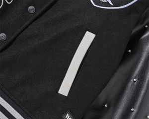 Veste pour homme avec logo personnalisé, veste varsity, veste bomber en cuir PU avec patch brodé, streetwear - Product Image 5