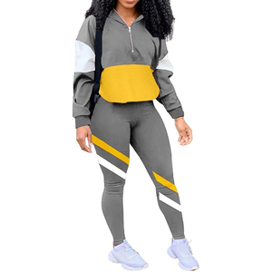 Ensemble de survêtement décontracté deux pièces pour femme avec capuche, imprimé, 100 % coton, pantalon de jogging et tenue de sport pour l'automne - Product Image 3