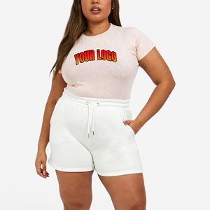 Nuevo Conjunto de Shorts de 2 Piezas para Mujer, Estilo Casual de Verano, 100% Algodón, Color Sólido, con Logotipo Serigrafiado, Estilo Urbano - Product Image 1