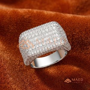 High Quality <b>Silver</b> Iced Out <b>Ring</b> Sunburst Cluster Baguette Men's Fashion Jewellery <b>Statement</b> diamond <b>Ring</b> - Product Image 1