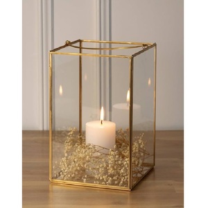 Nordic Home Decor <b>Lantern</b> Glass Candle Holder <b>Gold</b> Finish <b>Lantern</b> Elegant <b>Gold</b> Metal and Glass Candle Holder <b>Lantern</b> - Product Image 4