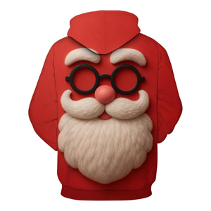 Vente en gros de sweat-shirts à capuche en polaire personnalisés avec sublimation 3D, motif barbe et lunettes du Père Noël, vêtements de fête pour les fêtes de fin d'année - Product Image 2