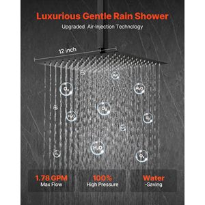 Pommeau de douche carré de 12 pouces, douchette à main, système de douche de plafond pour salle de bain, accessoire de douche de qualité - Product Image 2