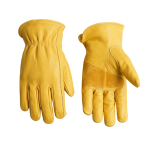 Gants de conduite en cuir de porc jaune respirants, gants de travail en cuir - Product Image 1