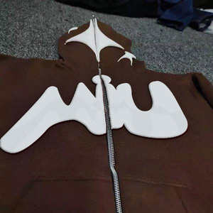 Sudadera con capucha para hombre, de algodón y forro polar, con logotipo frontal personalizado, transpirable, de corte regular, gruesa, con cremallera. - Product Image 1