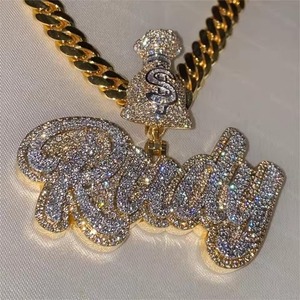 Colgantes y Dijes Personalizados con Letras, Diamante Moissanita VVS Color D, Plata de Ley 925, Chapado en Oro, Colgante de Moissanita con Incrustaciones de Diamantes - Product Image 2