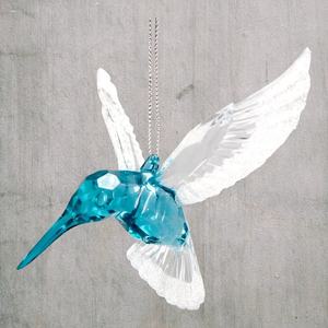 Top Quality Christmas New Year Decoration Clear Silver <b>Glitter</b> <b>Green</b> Blue Turquoise Paint Acrylic 3D Flying Hummingbird Ornament - Product Image 5