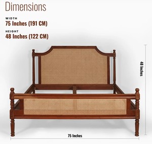 Traditional Mahogany Wooden <b>Bed</b> Frame <b>Queen</b> <b>Size</b> Handmade Solid Wood Caned Headboard and Footboard Bedstead - Product Image 6
