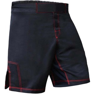 Pantalones Cortos Negros de MMA para Hombre con Costuras Rojas, Ropa Deportiva para Exteriores que Absorbe la Humedad, Ajuste Regular, Talla Adulto, Pantalones Cortos de Boxeo, Todas las Tallas - Product Image 1