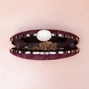 Maroon Embroidered Designer Evening <b>Clutch</b> Bag for Women <b>Wedding</b> and Special Occasions - Product Image 3
