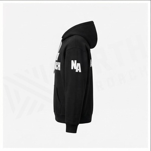 North Approach Hoodie <b>Men</b> Oversized Cotton French Terry Casual Hooded Sweatshirt Front Pocket White Print Autumn Wear - Product Image 3