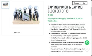 Dapping <b>Punch</b> and Block <b>Set</b> 19 Pieces Jewelry Doming Tool Metal Forming Kit With Wooden Base Jewellery Tool | Item No GS-619E - Product Image 3