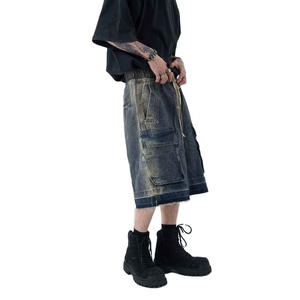 กางเกงขาสั้นผ้ายีนส์ของผู้ชาย2025กางเกงยีนส์ขาสั้นผ้าคอตตอนแบบลำลองมีกระเป๋าตามสั่ง - Product Image 3