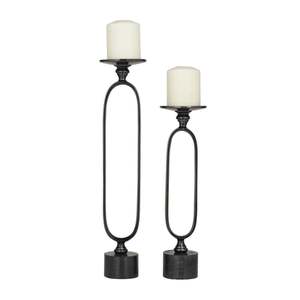<b>Candlestick</b> <b>Holder</b> Set Of 2 <b>Black</b> Tapered Design For Home Decoration Durable Finish - Product Image 2