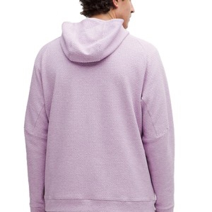 Conjunto de 2 piezas de sudadera con capucha y pantalones cortos texturizados color lavanda para hombre, ropa informal ligera de verano, conjunto de pantalones cortos perfectos y cómodos - Product Image 2