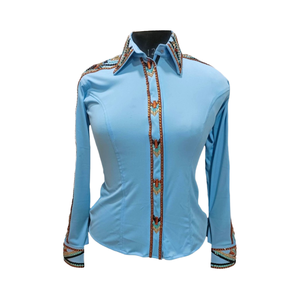 Vêtements de spectacle Western personnalisés avec strass placés à la main et tissu taffetas extensible brodé - Product Image 1