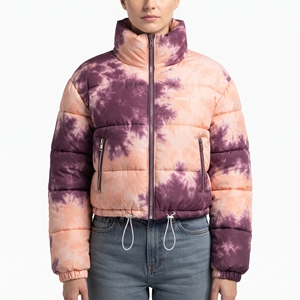 Women's Sublimation Print Puffer Jacket Waist <b>Belt</b> Hooded Quilted Winter Coat Hot Padded Outdoor Casual Outerwear New Collection - Product Image 5