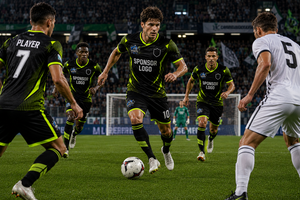 Ensemble de maillots de football personnalisés de haute qualité, imprimés, noir et vert lime, col en V, manches courtes, polyester respirant, uniforme - Product Image 5