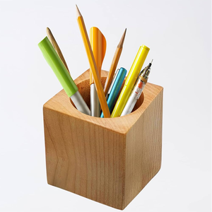 Wood Pen <b>Holder</b> Rectangular Desk Writing Stationary Organizer Pen <b>Holder</b> Stationery <b>Makeup</b> Accessaries <b>Holder</b> - Product Image 1
