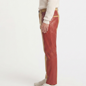 Custom <b>Men</b> Casual PU Leather Mid Waist <b>Baggy</b> Oversize <b>Trousers</b> with Side Pockets - Product Image 3