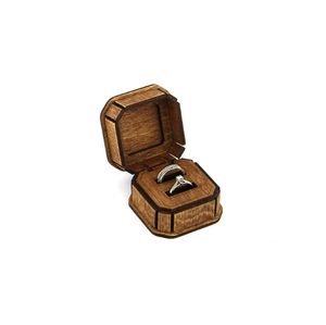 Wooden Ring Box for Engagement, Wedding, Proposal | Rustic & Octagonal Jewelry Gift Packaging for Couples, Men & Women - Product Image 1