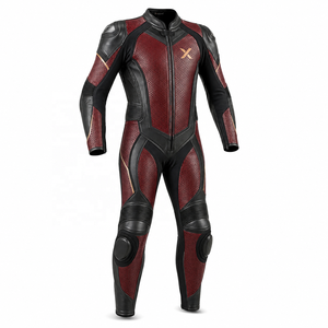 Climate Chest Perforated One-Piece Leather Motorcycle <b>Suit</b> | <b>Red</b> Black Brown| OEM ODM Manufacturer | Premium Design Quality | - Product Image 1