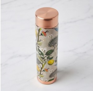 Botella de Agua de Acero Inoxidable Aislada con Diseño Floral en Zig Zag y Tapa de Rosca - Product Image 1
