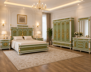 Juego de dormitorio de lujo inspirado en la Roma antigua, tallado a mano, en madera maciza de teca, muebles de dormitorio clásicos europeos, cama tamaño king para Europa. - Product Image 6