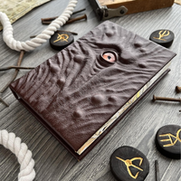 Grimoire en cuir marron à motif œil de dragon, livre de sorts antique fait main à couverture rigide, journal de fantaisie gothique, carnet occulte sombre