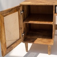 Bureau en bois massif naturel moderne Vandana Vesta Merino Rattan Door Bleach, mobilier de bureau en bois