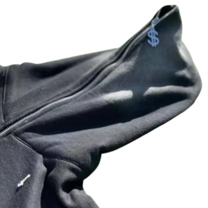 Sweat à capuche vintage 450 GSM en polaire polyester/coton, broderie effet vieilli, coupe classique, streetwear, doublure hiver, séchage rapide, marque privée - Product Image 3