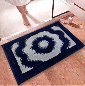Contemporary Ripple <b>Doormat</b> Designed in Blue and Silver with Heavy 1200 GSM Microfiber Construction for Residential Interior - Product Image 3