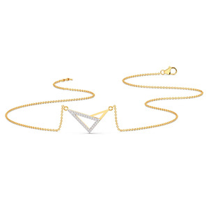 Angular Open Triangle Diamond Pendant Necklace with Layered Geometric Gold Frame - Product Image 3