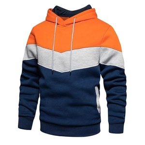 Men's Color Blocking Hooded <b>Sweatshirt</b> Regular Fit Casual <b>Black</b> Red Gray Knitted Hoodie With Pocket Autumn Wear 2027 - Product Image 3