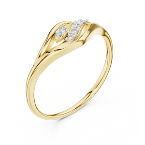 Anillo de Diamantes Redondos Cultivados en Laboratorio SERENITY FLOW, Oro Amarillo de 18 Quilates con Baño de Rodio, Estilo Minimalista, para Compromiso, Fiestas, Regalos para Mujer - Product Image 4