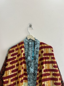 Bata corta de patchwork para mujer, sin mangas, sin cuello, estampada, de algodón, fibra de bambú y elastano, suave, informal, para verano - Product Image 6
